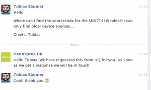 Response from Hannspree UK regarding sn97t41w sources
